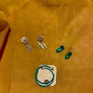 Misc earrings. Faux turquoise hoops.
